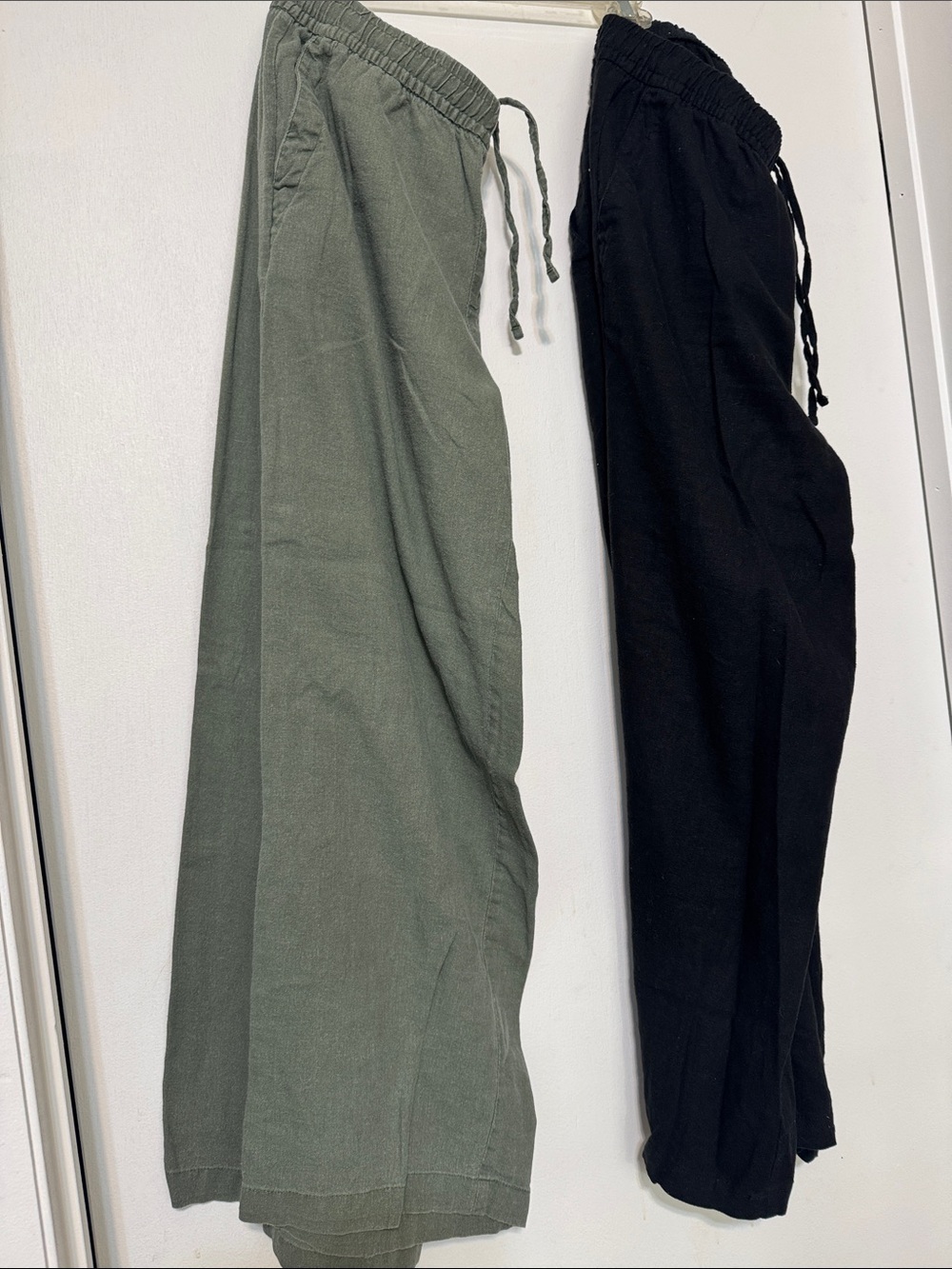 Bundle of 2 Old Navy Wide Leg Drawstring Pants in Olive Green & Black